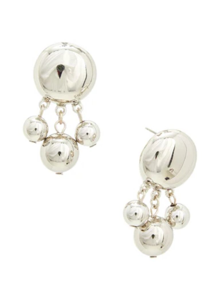New Ben-Amun Silver Plated Ball With Dangle Clip-On Earrings Nwot